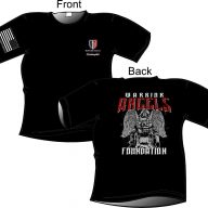 Front and Back of black T-shirt with Warrior Angels Graphic